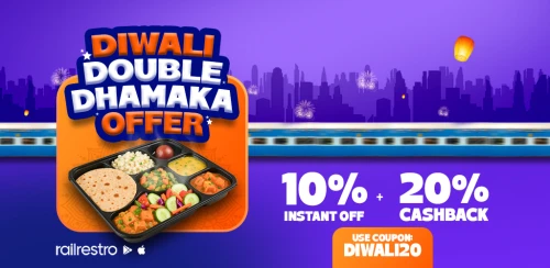 Diwali Dhamaka Food Offers in Train with RailRestro
