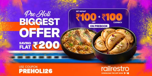 Pre Holi Biggest Offer Saving Flat Rs 200 with RailRestro