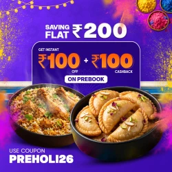 Pre Holi Biggest Offer Saving Flat Rs 200 with RailRestro App Coupon PREHOLI26