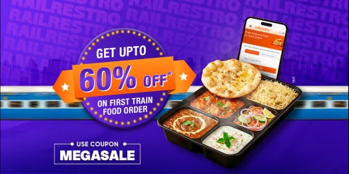 Get Upto 60% Off on First Train Food Order with RailRestro