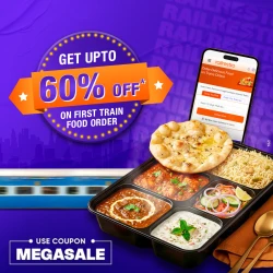 Get upto 60% Off on First Train Food Order with RailRestro